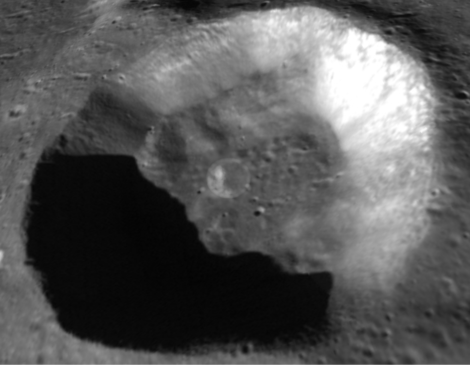 Foucault's crater as viewed privately